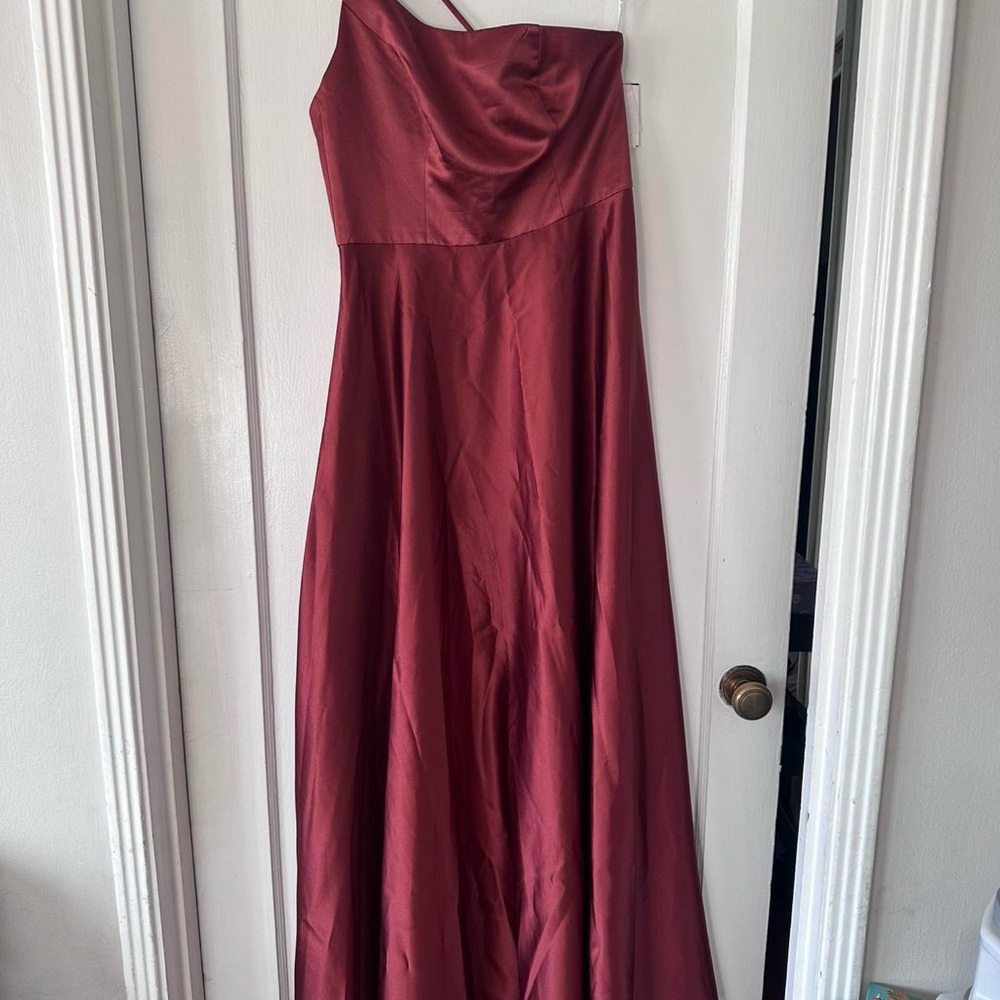 David's Bridal One Shoulder Dress in cinnamon